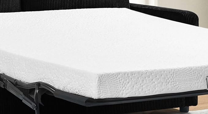 Reversible Sleeper Sofa Bed with Comfortable Memory Foam Mattress, Convertible Corduroy Full Size Pull Out Couch for Living Room, Space Saving Furniture, 70" Wide, Rectangular Arms, Black