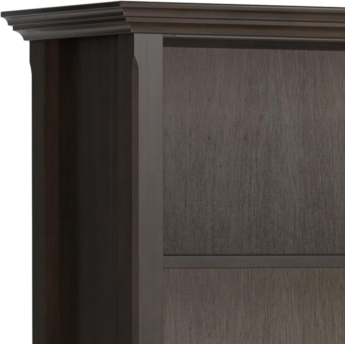SIMPLIHOME Amherst Bookcase - 70 inch Tall 5-Shelf Solid Wood Bookshelf in Hickory Brown, Transitional Storage for Living Room, Study Room or Office with Adjustable Shelves and Tapered Legs