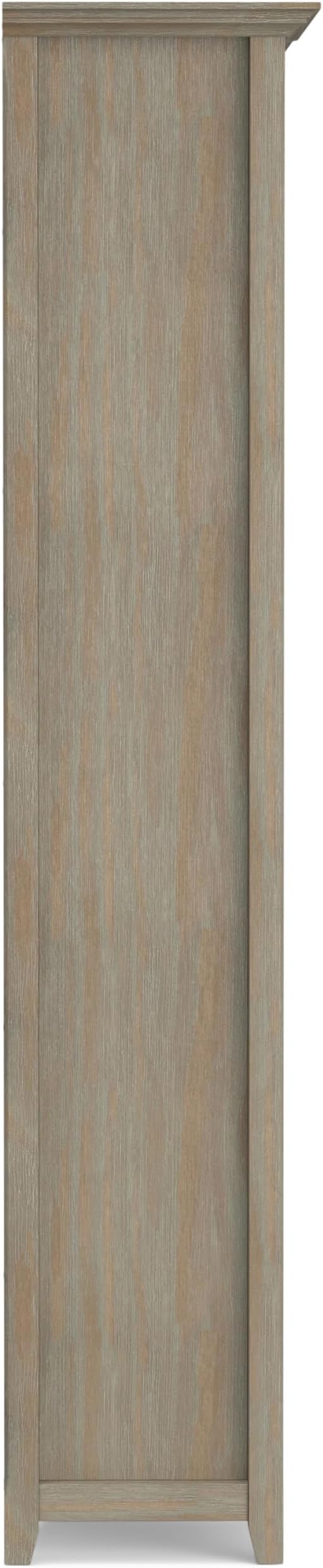 SIMPLIHOME Amherst Bookcase - 70 inch Tall 5-Shelf Solid Wood Bookshelf in Distressed Grey, Transitional Storage for Living Room, Study Room or Office with Adjustable Shelves and Tapered Legs