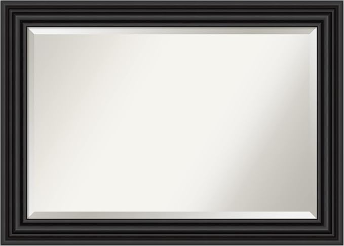 Amanti Art Black Bathroom Mirror for Over Sink, 30x42 Colonial Black Rectangle Vanity Mirror, Large Traditional Frame, Hangs Horizonally and Vertically, Bathroom Wall Decor, Beveled Edge
