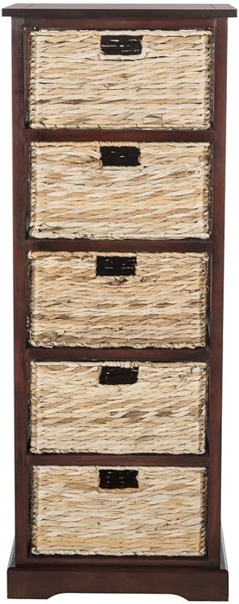 SAFAVIEH Home Collection Vedette Cherry 5-Drawer Wicker Basket Storage Tower (Fully Assembled)
