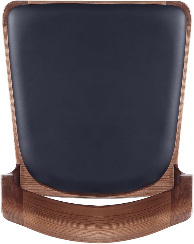 Manhattan Comfort Moderno Stackable Dining Chairs with Leatherette Upholstered Seat, Foam Padding & Solid Wood Frame, Suitable for Kitchen or Restaurant Usage, Set of 2, Black