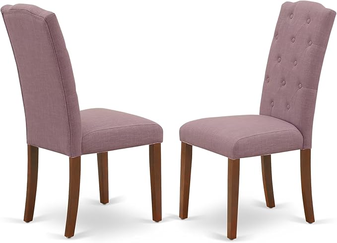 East West Furniture DOCE7-MAH-10 7 Piece Dinette Set Consist of a Rectangle Dining Room Table with Butterfly Leaf and 6 Dahlia Linen Fabric Parsons Dining Chairs, 42x78 Inch, Mahogany