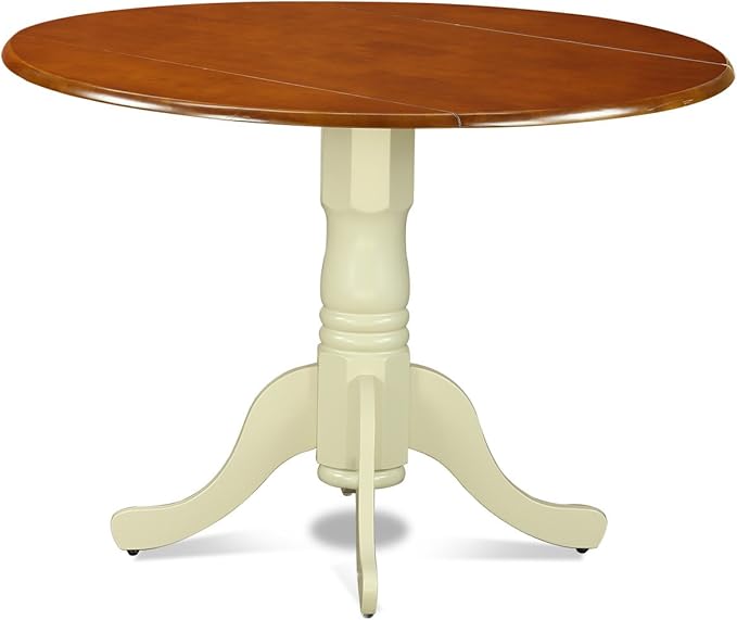 East West Furniture DLWE5-BMK-W 5 Piece Dinette Set for 4 Includes a Round Dining Table with Dropleaf and 4 Dining Room Chairs, 42x42 Inch, Buttermilk & Cherry
