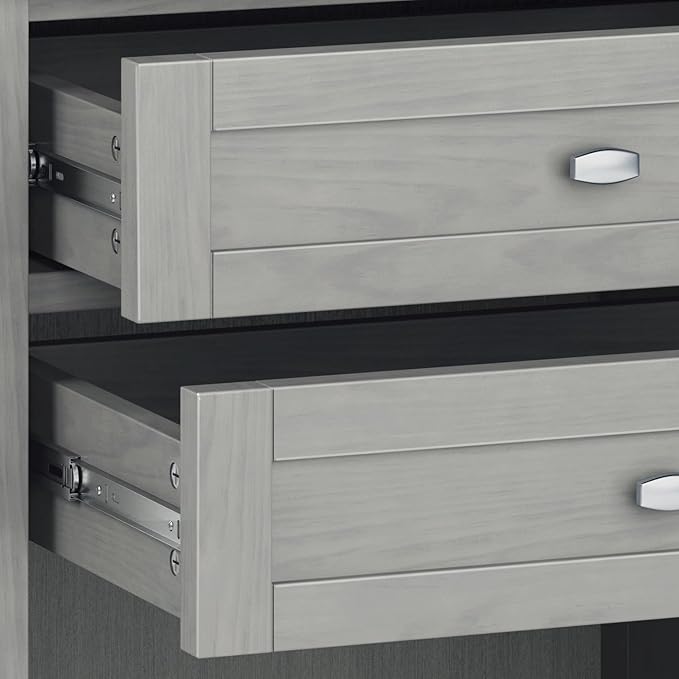 SIMPLIHOME Warm Shaker SOLID WOOD 24 Inch Wide Transitional Bedside Nightstand Table in Fog Grey, For the Living Room and Bedroom