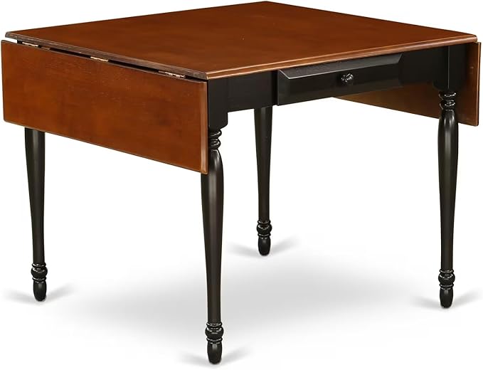 East West Furniture MZDO3-BCH-W 3 Piece Dining Set Contains a Rectangle Dining Table with Dropleaf and 2 Kitchen Chairs, 36x54 Inch, Black & Cherry