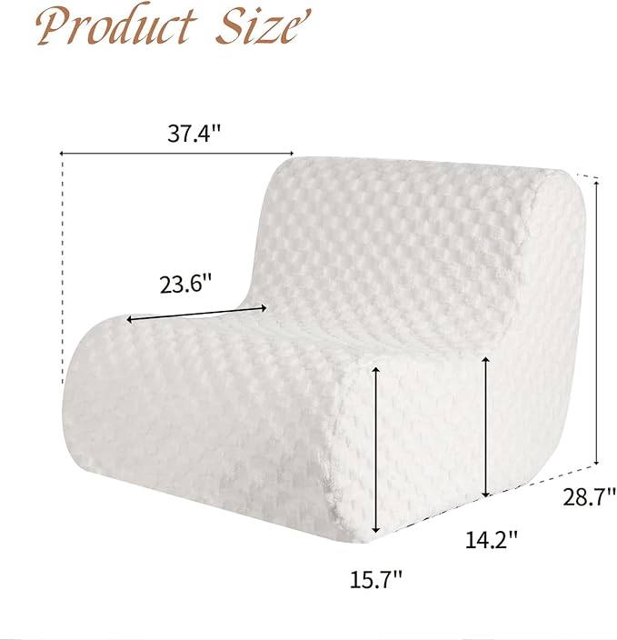 Bean Bag Chairs for Adults, Comfy Floor Sofa with Memory Foam, Giant Bean Bag Couch for Living Room Bedroom Dorm Office, Cream
