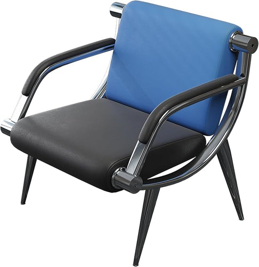 wonline Waiting Room Chair with Armrest PU Leather Office Furniture, Office Guest Seating Lobby Conference Reception Chairs for Airport Clinic Hospital Bank Salon Barber(Blue&Black)
