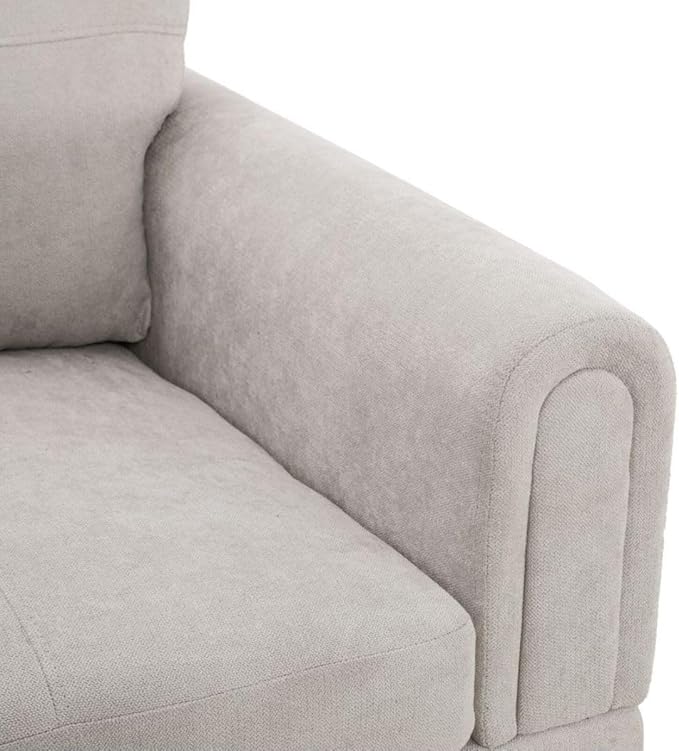 Grey White L-Shaped 3-Piece Flannel Sofa with Storage Ottoman Set, Sectional Couch Sofa Set for Living Room, Office, Small Space