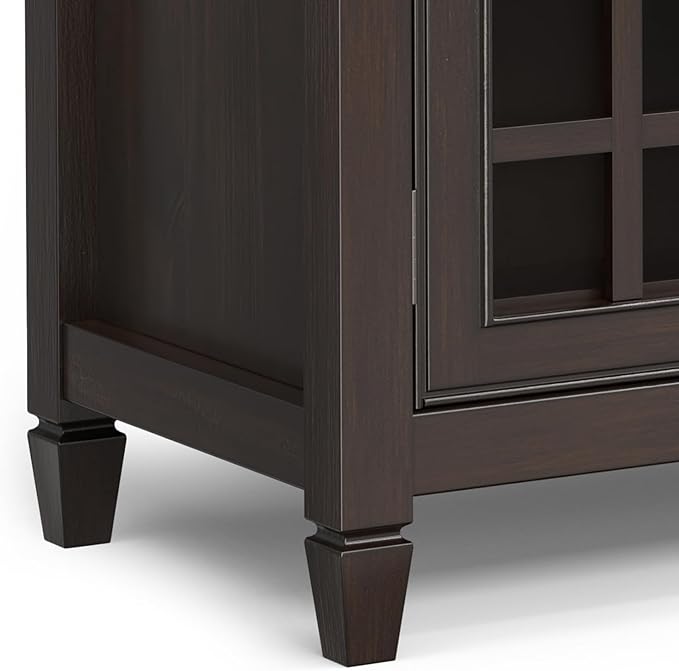 SIMPLIHOME Connaught SOLID WOOD 60 inch Wide Traditional Wide Storage Cabinet Buffet in Chestnut Brown for the Living Room, Entryway and Family Room