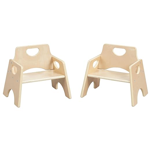 ECR4Kids Stackable Wooden Toddler Chair, 6in, Kids Furniture, Natural, 2-Pack