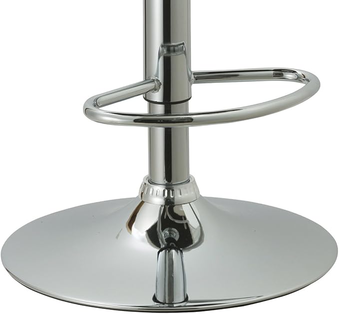 AC Pacific Contemporary Adjustable Swivel Kitchen Bar Stool Chair with Cushion and Armrest, 24"-33", White
