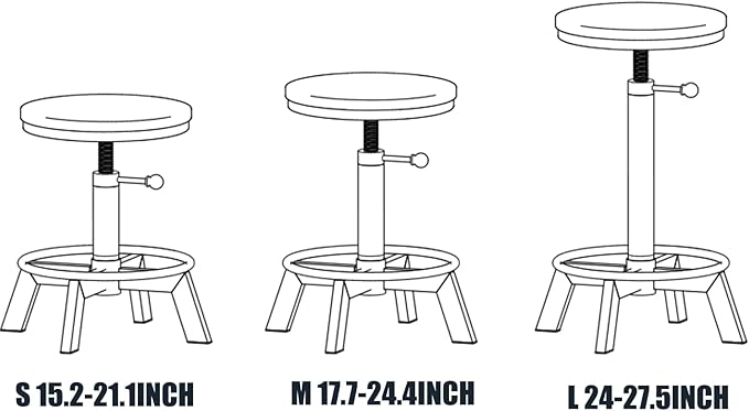 Rusitc Swivel PU Seat Bar Stools Industrial 24-28inch Height Adjustable Counter Island Stool Office Guest Chair