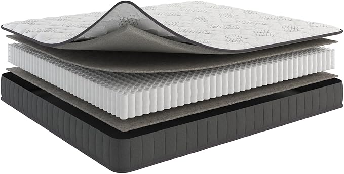 Ottomanson Full 9" Hybrid Mattress - Rock Hard Feel - Made in USA - Individually Pocketed Coils & CertiPUR-US Foam - Fiberglass-Free - Bed in a Box