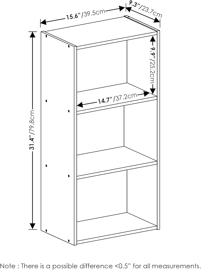 Furinno Luder 3-Tier Open Shelf Bookcase, Light Blue/White
