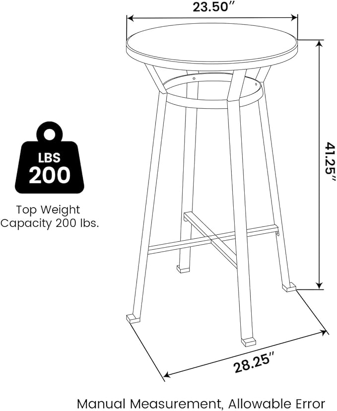 Glitzhome 41.25" H Rustic Steel Bar Table Round Solid Elm Wood Top Dining Room Pub Table Bistro Table