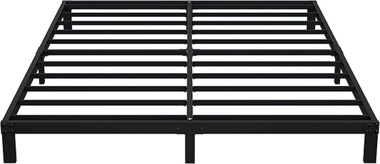 7 Inch Queen Bed Frame No Box Spring Need, Low Profile Metal Platform Bed Frame Queen Size, Heavy Duty Support Bedframes, Easy Assembly