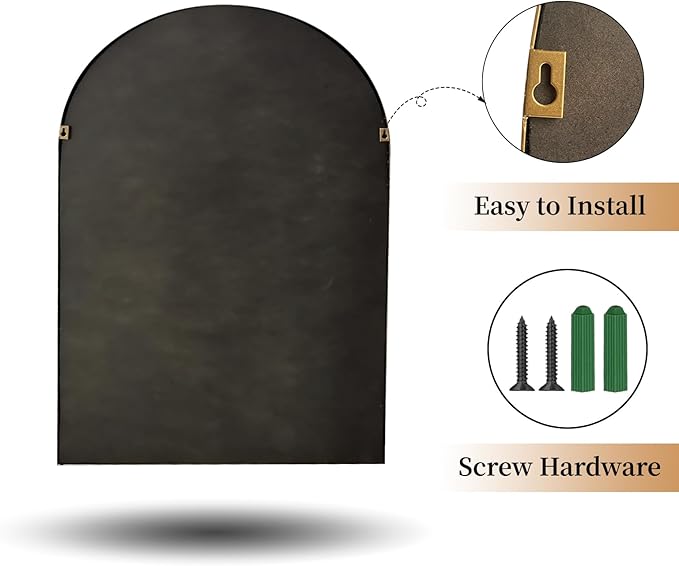 ironsmithn Gold Arched Mirror, 20"x30" Beaded Frame Arch Mirrors, Marlowe Decorative Accent Mirrors for Bathroom Fireplace Bedroom Living Room, Entryway, Antique Gold