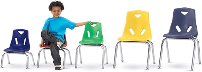 Jonti-Craft Berries 8148JC1114 Stacking Chair with Chrome-Plated Legs, 18" Height, Orange