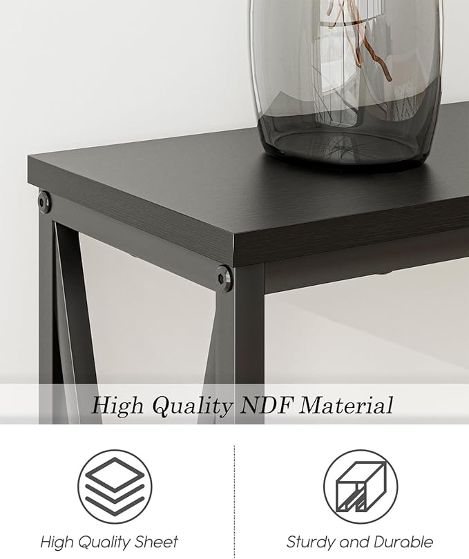 Masupu 63" Console Table, Modern Narrow Long Sofa Table Behind Couch, Skinny Entry Table, Industrial Sofa Table with Metal Frame for Hallway, Living Room, Classic Black…