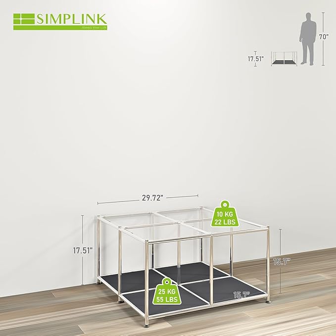 Matte Coffee Table with Open Storage, Square Tempered Glass Storage Rolling Coffee Table, Modern Design for Living Room, Meeting Room (Grey)