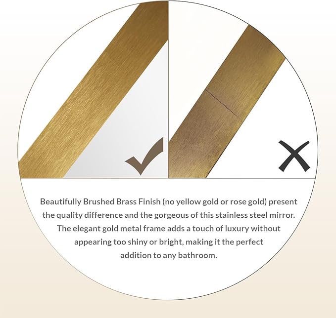 ANDY STAR Gold Bathroom Mirrors for Over Sink, 36x40 Inch Brushed Gold Wall Mirror, Rectangular Metal Framed Vanity Mirror -Modern Clean Design with Superior Stainless Steel Frame