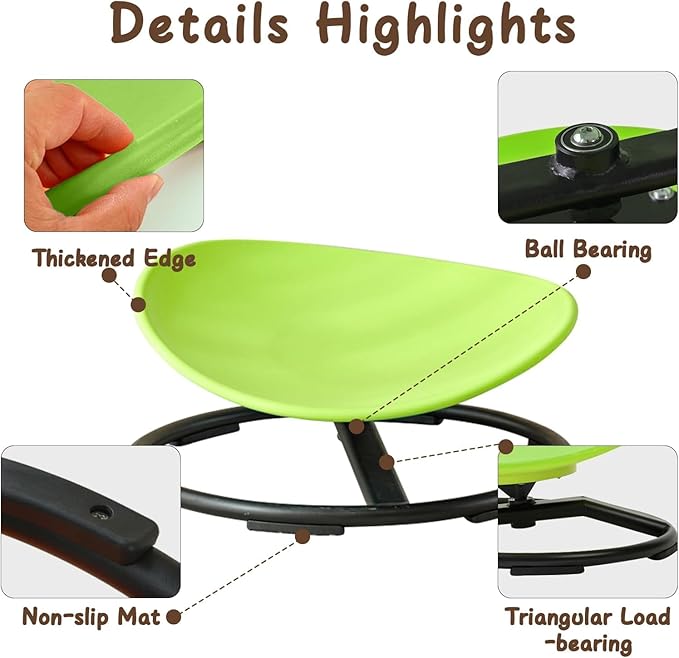 Kids Sensory Spinning Chair for Autism Ages 3+, Sit and Spin Swivel Chair for Kids with ADHD, Sensory Chairs for Autistic Children, Sensory Toys for Motion Sickness Relief, Balance Training (Green)