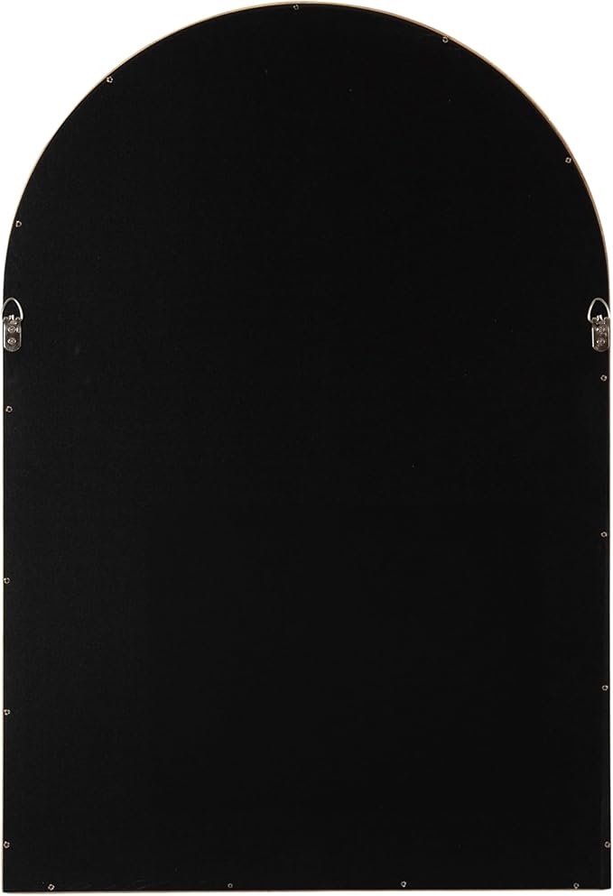 Kate and Laurel Hutton Modern Wood Arched Mirror; 24 x 36; Natural Wood; Decorative Transitional Large Arch Mirror with Deep Profile for Use as Bathroom Mirror for Over Sink