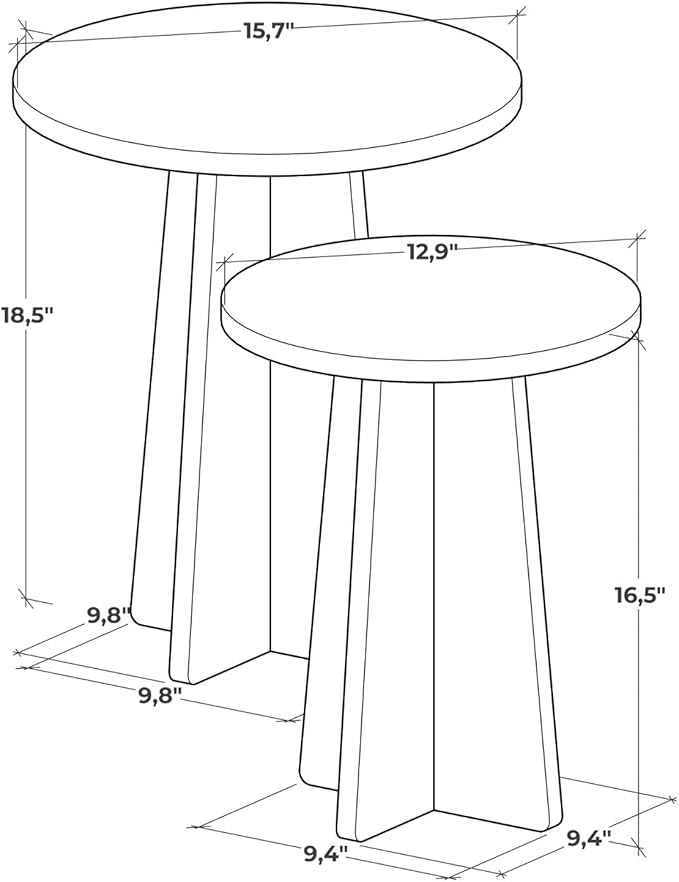 Travertine Efect Round Nesting Coffee Table Set of 2 Modern Coffee Table Small Side Table End Table for Living Room