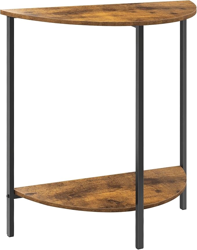 Homode Half Moon Table, Small Entryway Table, Half Round Entry Table, Narrow Half Circle Console Tables for Small Spaces, Hallway, Wood Front Entrance Tables, Rustic Brown and Black