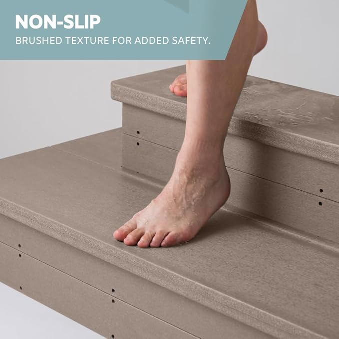 Heavy Duty Hot Tub Steps with Storage - Waterproof, Non-Slip & No Maintenance - Large 700LBS Capacity - Multi Angle Access - Ideal for Spa Steps, Hot Tub Stairs - Brown Spa Step for Outdoor