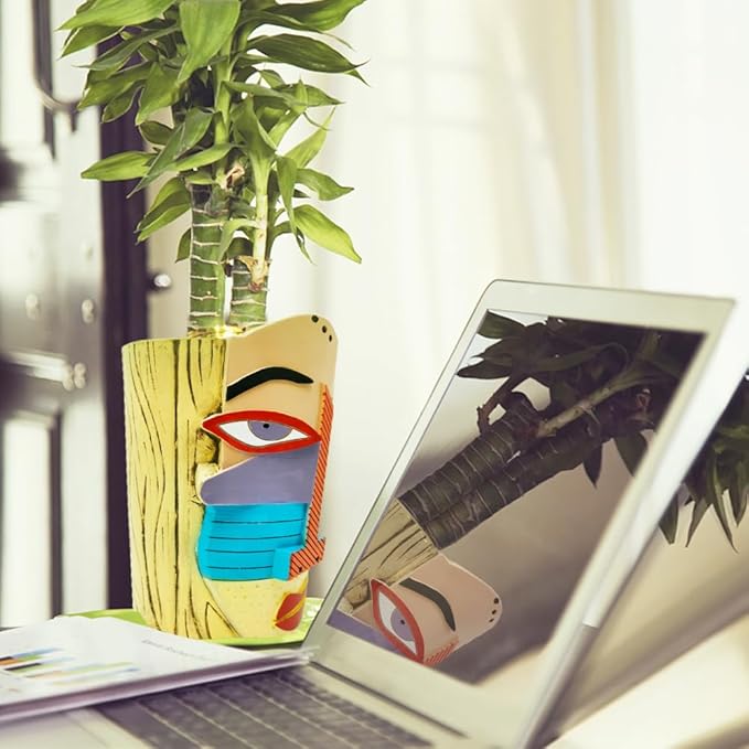 Abstract Face Planters Pots Head,Unique Head Planter for Indoor Plants,Funny Face Flower Pot,Colorful Plant Pots for Outdoor Garden Decor and Home Art Decoration(Eclectic)