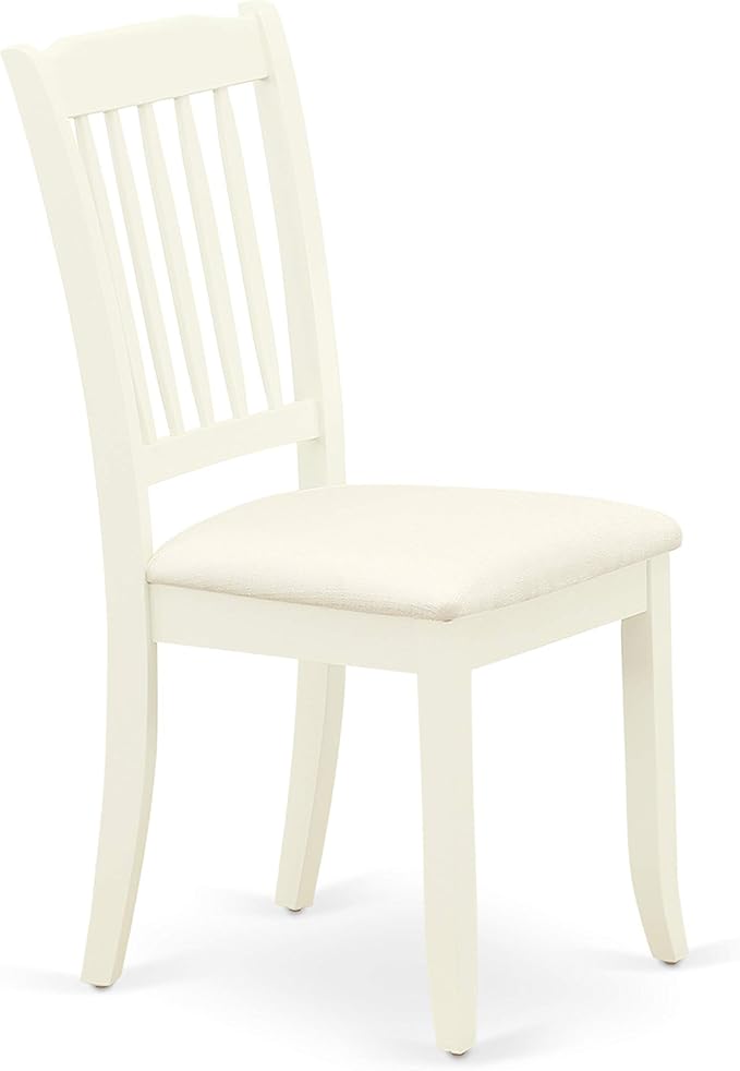 East West Furniture HBDA3-LWH-C 3 Piece Dining Room Table Set Contains a Round Kitchen Table with Pedestal and 2 Linen Fabric Upholstered Dining Chairs, 42x42 Inch, Linen White