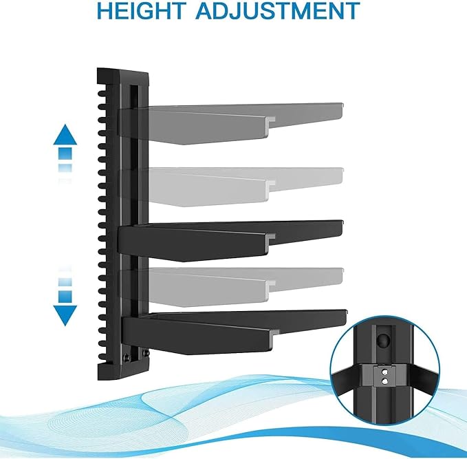 suptek 3 Floating Shelf Wall Bracket with Strengthened Tempered Glass for DVD Players/Cable Boxes/Games Consoles/TV Accessories, 3 Shelves, Black, CS303