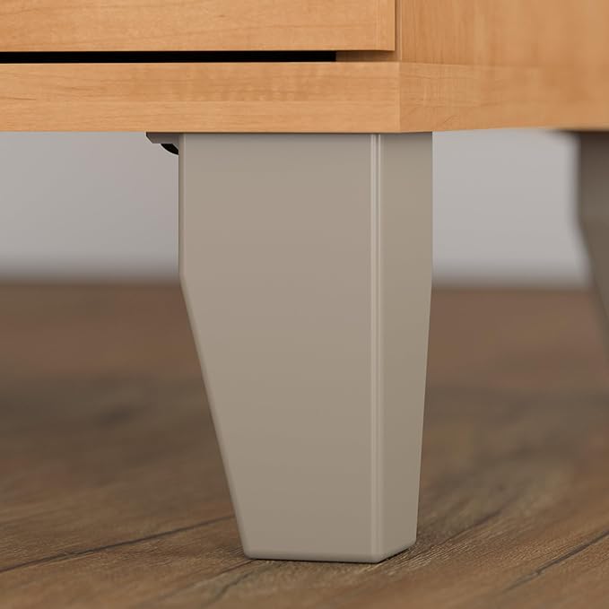 Bush Furniture Somerset 3 Position Sit to Stand L Shaped Desk with Hutch in Maple Cross Ergonomic Height Adjustable Standing Computer/Laptop Table for Home Office