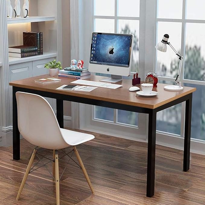 BIBOC 24X48 inches Computer Desk/Dining Table, Office Desk, Composite Wood Board Sturdy Writing Workstation for Home Office Walnut and Black Legs