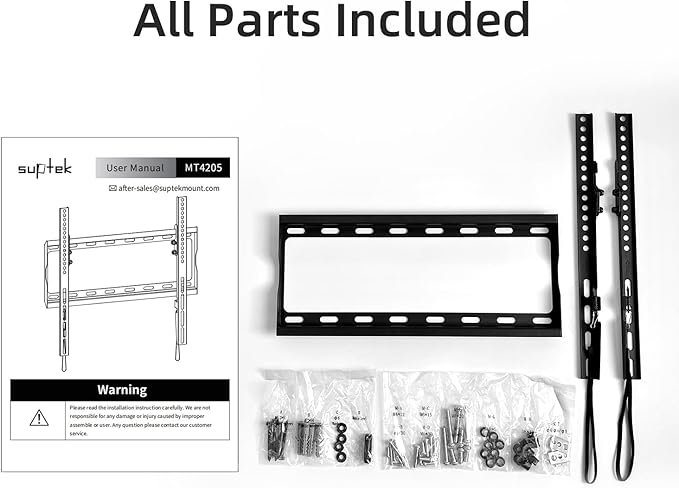 Suptek Tilt TV Wall Mount for Most 26-60 inch LED, LCD and Plasma TV, Max 400x400mm VESA and 99lbs Load Capacity, Fits Studs 16" Apart, Low Profile