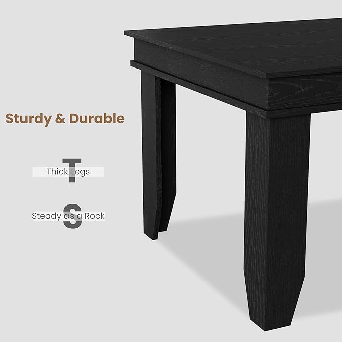 GarveeHome Farmhouse Dining Table for 6-8 People, 71" Long Black Kitchen Tables with Wooden Sturdy Frame, 6 Ft Large Rectangular Dinner Table for Living Room, Kitchen, Dining Room