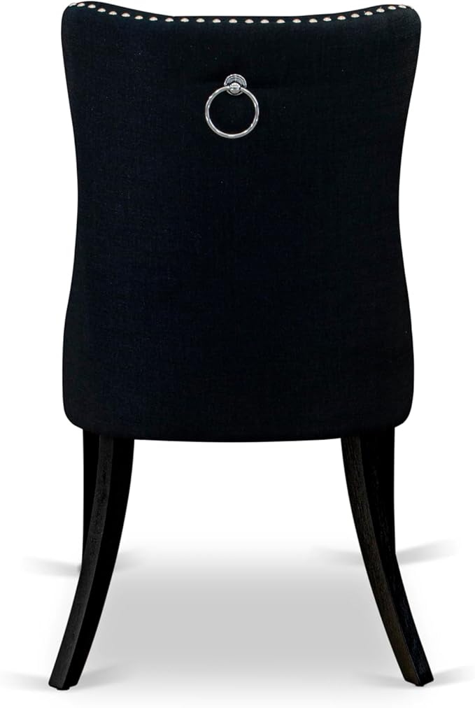 East West Furniture LGDA9-BLK-24 9 Piece Dining Table Set Includes a Rectangle Kitchen Table with Butterfly Leaf and 8 Polyester Fabric Upholstered Chairs, 42x84 Inch, Black