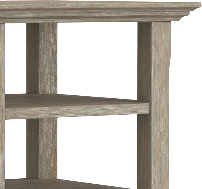 SIMPLIHOME Acadian SOLID WOOD 19 Inch Wide Square Transitional End Table in Distressed Grey, For the Living Room and Bedroom