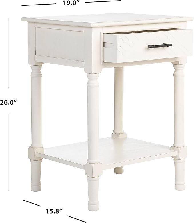SAFAVIEH Home Collection Peyton Distressed White 1-Drawer Lower Shelf Accent Table ACC5704A
