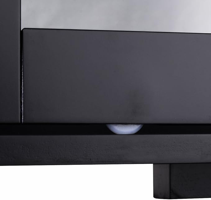 Costzon Kitchen Storage Sideboard, Antique Stackable Cabinet for Home Cupboard Buffet Dining Room (Black Sideboard with Sliding Door Window)