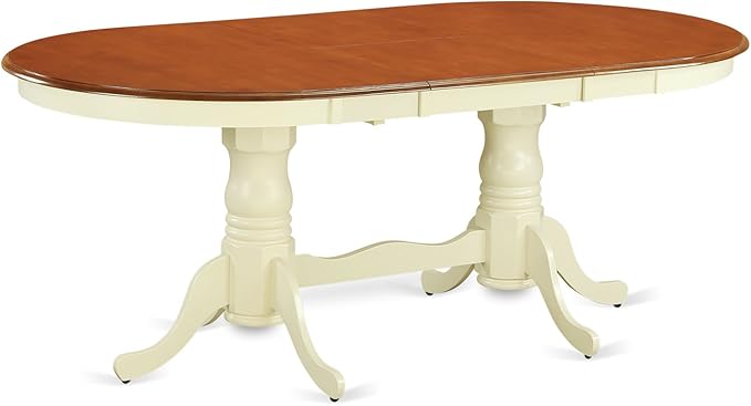 East West Furniture PLKE5-WHI-W 5 Piece Dining Table Set for 4 Includes an Oval Kitchen Table with Butterfly Leaf and 4 Kitchen Dining Chairs, 42x78 Inch, Buttermilk & Cherry
