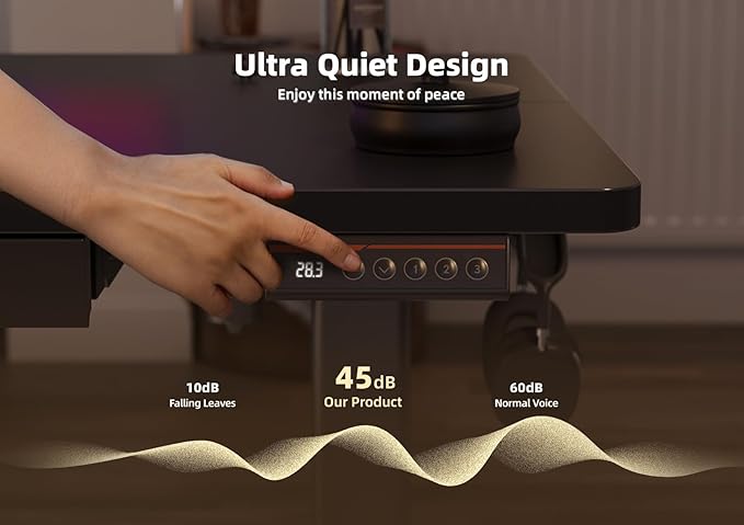 YDN Standing Desk with Drawers, 55 x 24 Inch Adjustable Height Stand Up Desk, Sit Stand Computer Desk for Home Office, Black