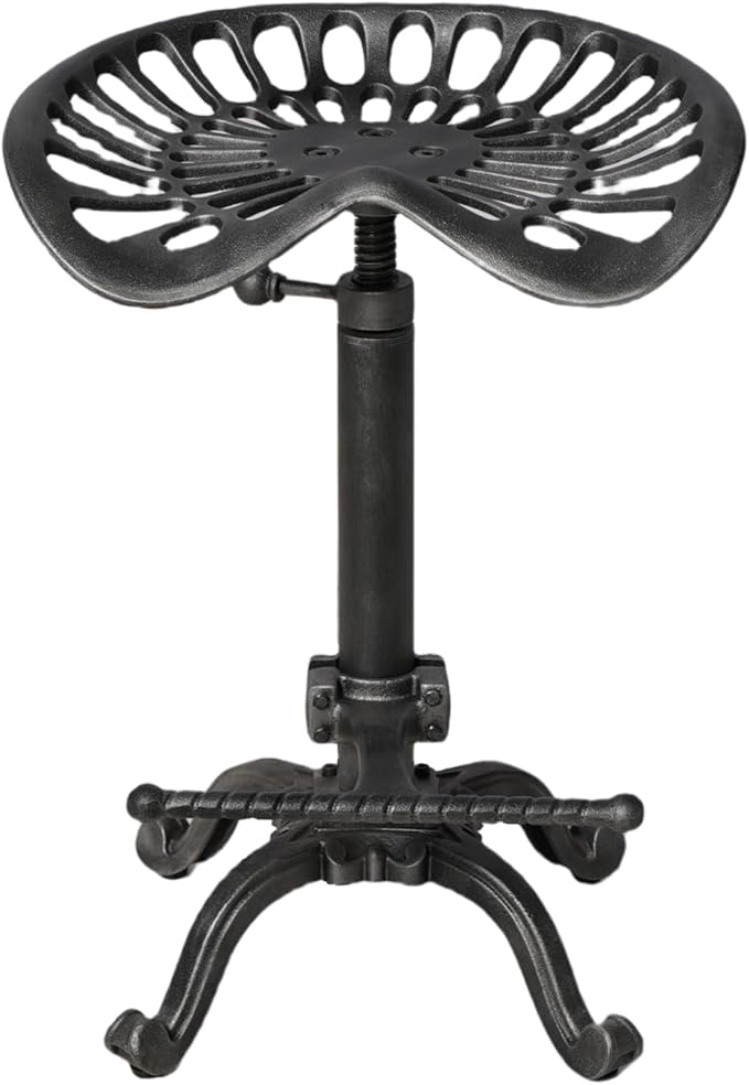 Rustic Tractor Seat Bar Stool Cast Iron Saddle Seat Industrial Counter Stools 20-27inch Height Adjustable