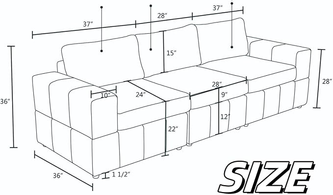 Sectional Couches for Living Room, 103″3 Seater Cloud Couch, Modern Comfy Sectional Sofa with Deep Seats for Bedroom, Office, Small Space, Brown