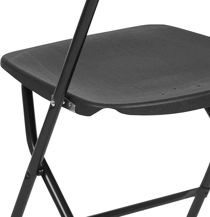 Flash Furniture Hercules Series Plastic Folding Chairs for Parties and Weddings, Stackable Commercial Event Seats with 650-lb. Static Weight Capacity, Set of 6, Black