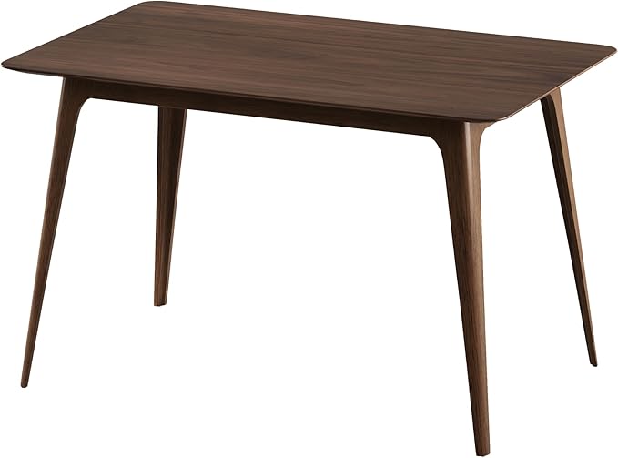 Mid-Century Modern Solid Wood Dining Table with Tapered Lesg for 4 People, 47.2inch, Kitchen or Living Room Furniture, Walnut
