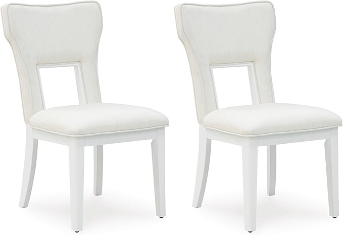 Signature Design by Ashley Chalanna Solid Wood Frame Dining Chair, Set of 2, White