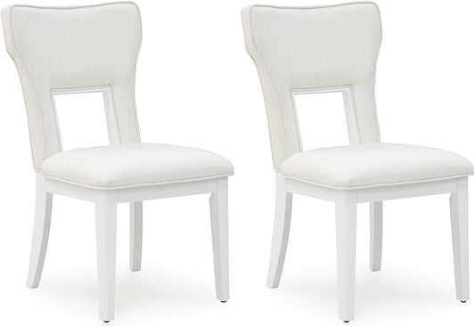 Signature Design by Ashley Chalanna Solid Wood Frame Dining Chair, Set of 2, White